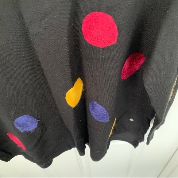 BLACK POLKA DOTS EMBROIDERED SWEATER WOMEN SIZE L - Picture 10 of 13